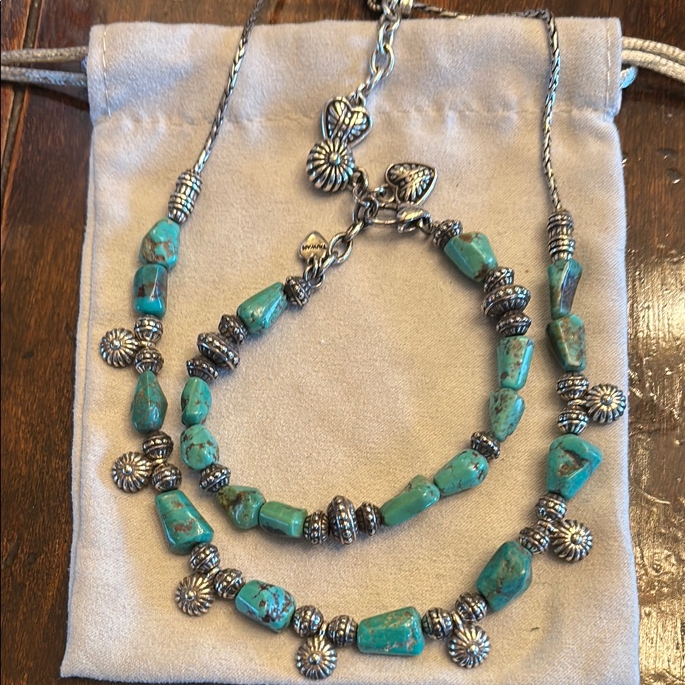 Turquoise and Silver Jewelry Set by Brighton Jewelry